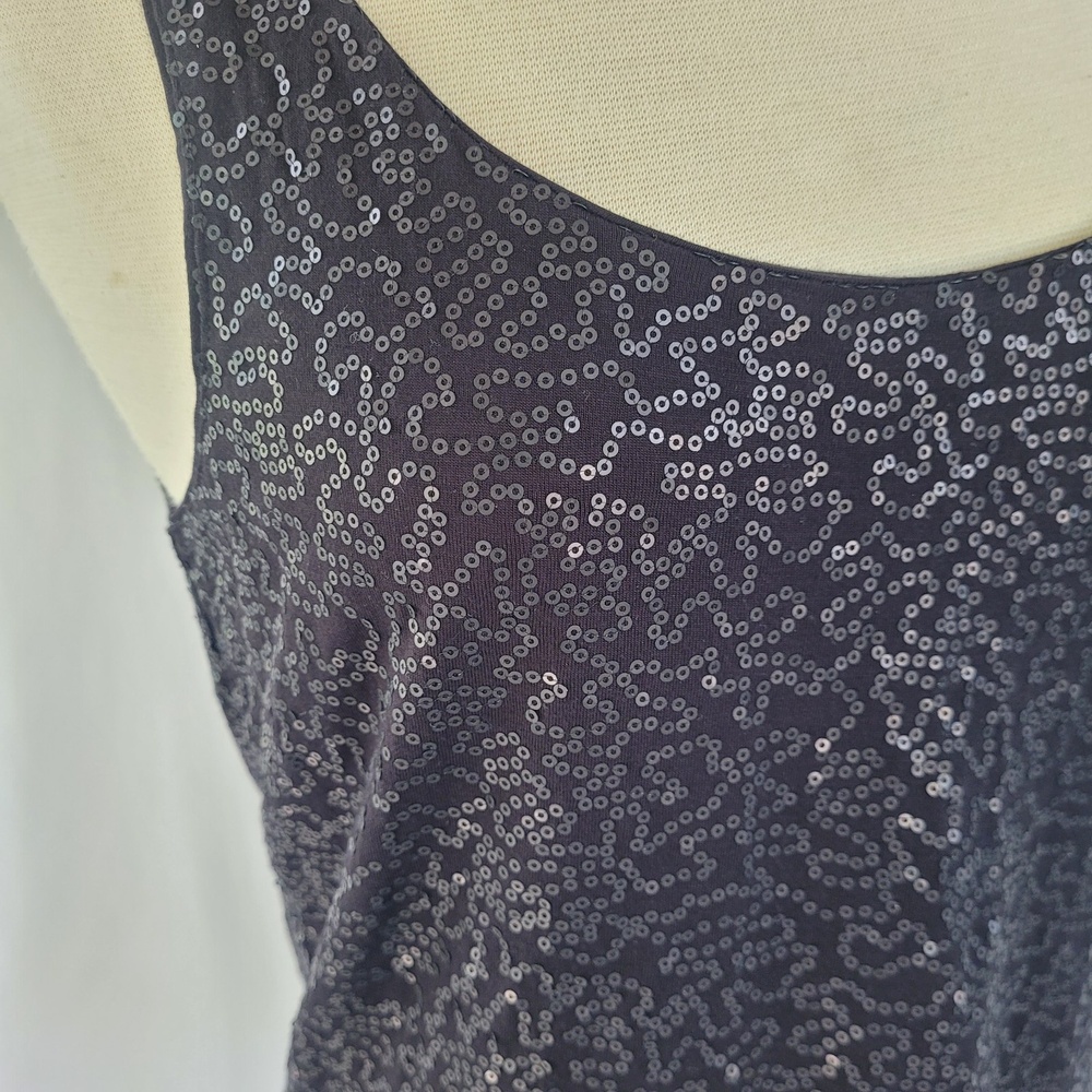 Talbots Black Sequin Scoop Neck Tank Top SZ Medium - Picture 4 of 10